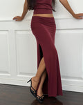 Venya Maxi Skirt in Cupro Burgundy