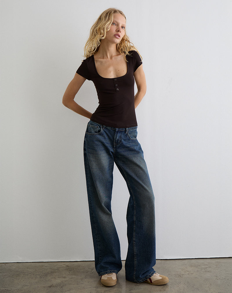 Vibian Short Sleeve Top in Chocolate Brown