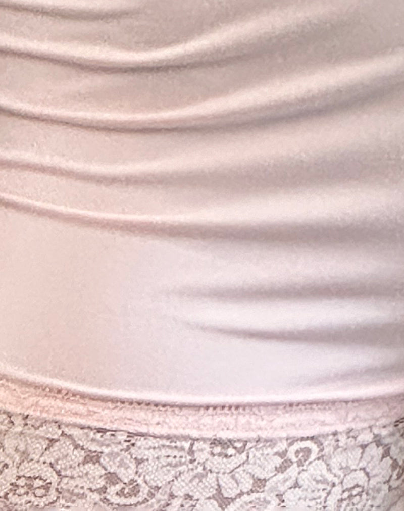 Kuden Lace Hem Micro Shorts in Soft Jersey Pink