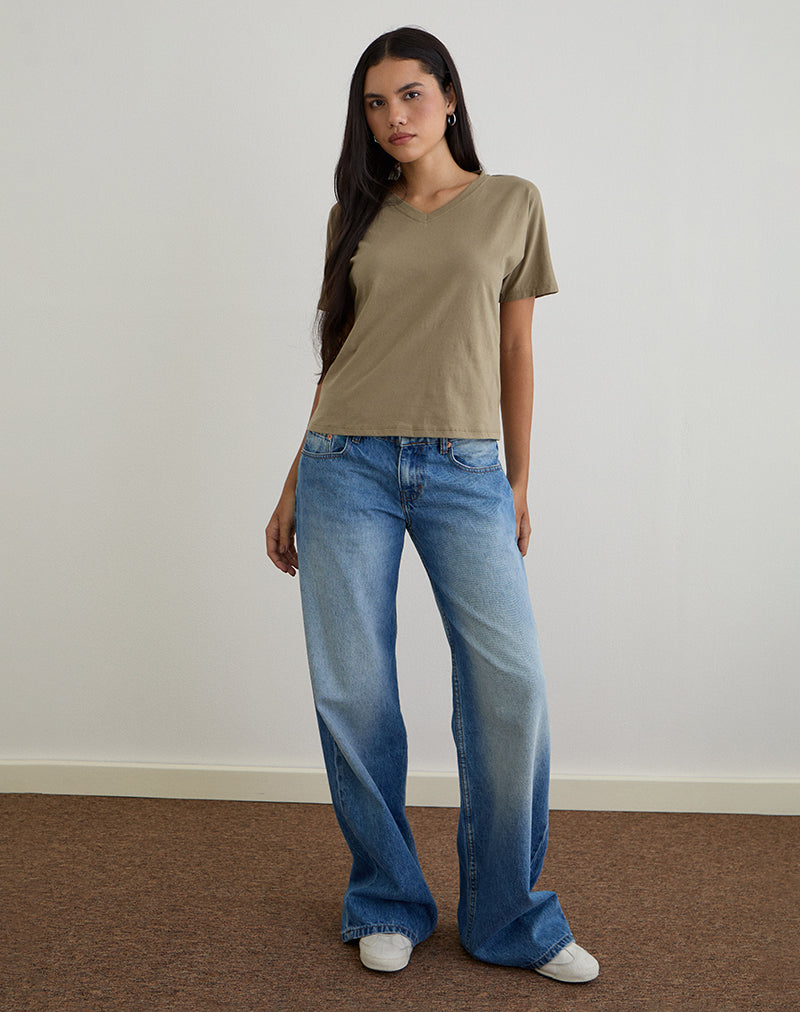 Viman Top in Jersey Khaki