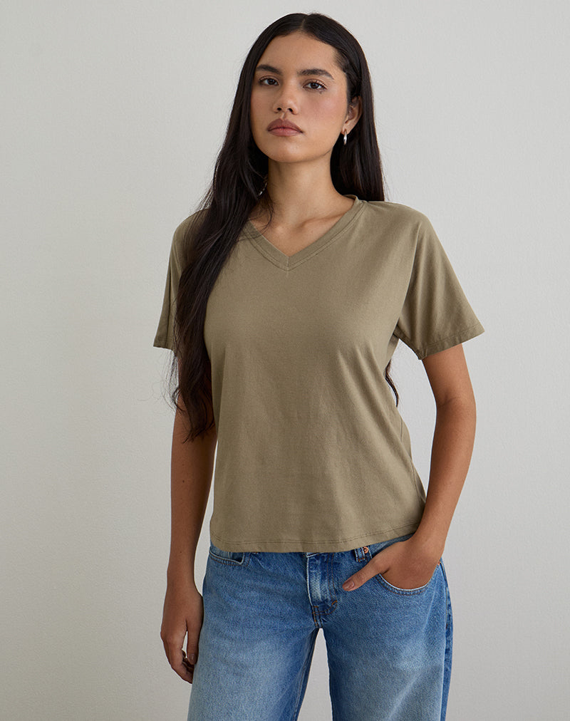 Viman Top in Jersey Khaki