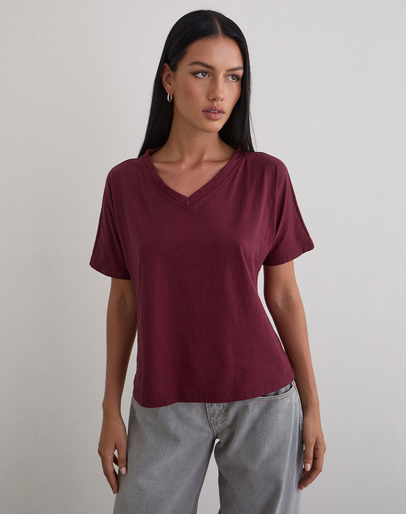 Viman Top in Jersey Maroon