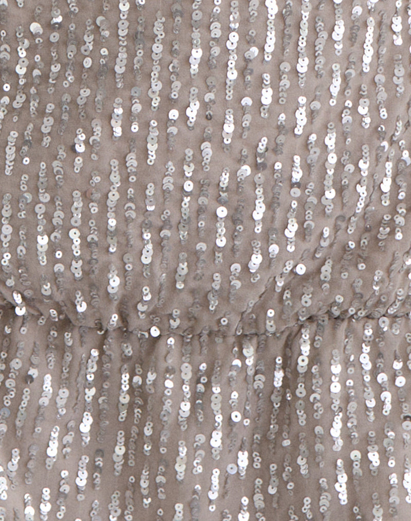 Vora One Shoulder Mini Dress in Sequin Nude