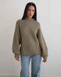 Viola Oversized Knitted Jumper in Light Olive