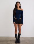 Wakana Asymmetric Long Sleeve Top in Navy