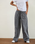 Wasic Wide Leg Trouser in Tonal Black and Grey Gingham