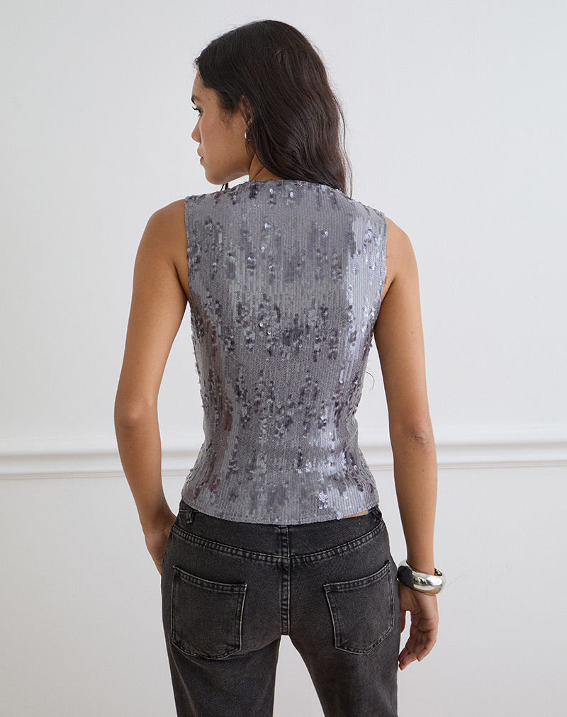 Wespiser Top in Sequin Lilac Grey