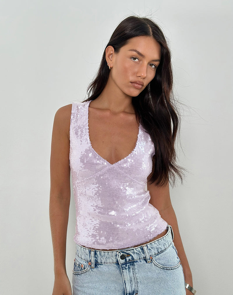 Wespiser Top in Sequin Soft Purple