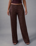 Wilaga Wide Leg Trouser in Sequin Brown