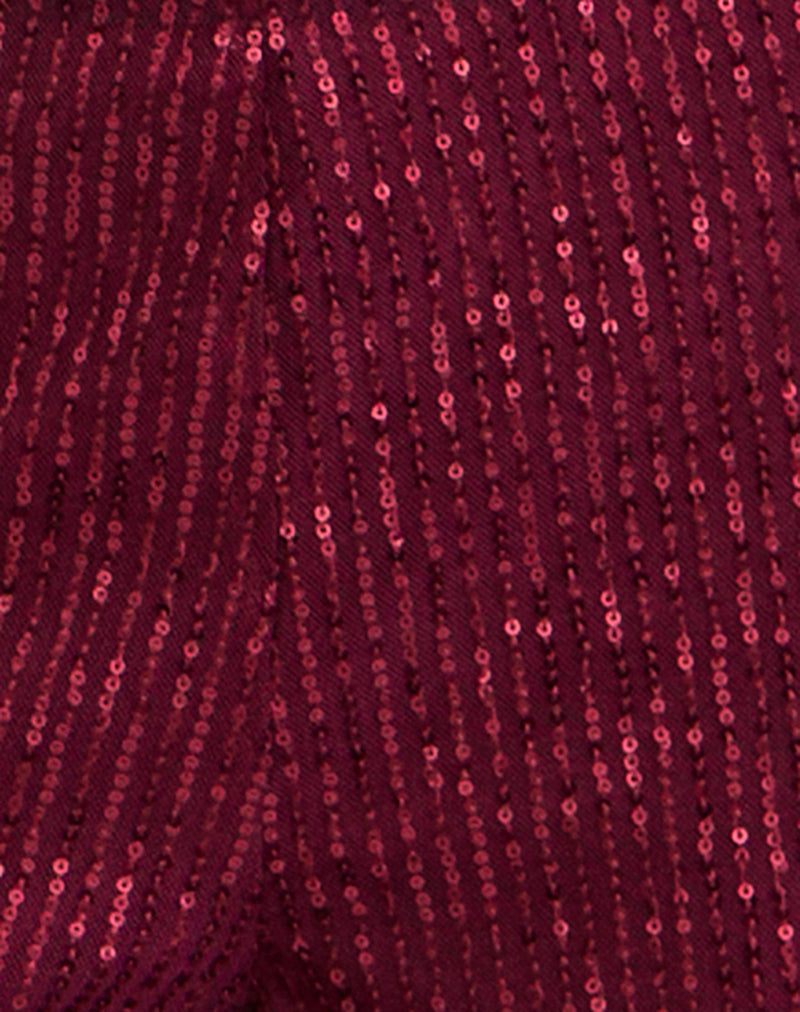 Wilaga Wide Leg Trouser in Sequin Maroon