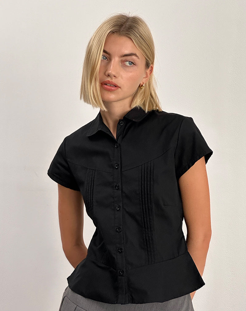 Wilmot Blouse in Black Poplin