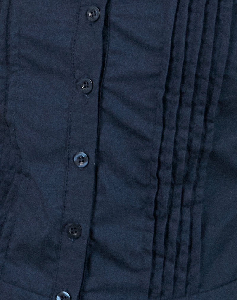 Wilmot Blouse in Navy Poplin