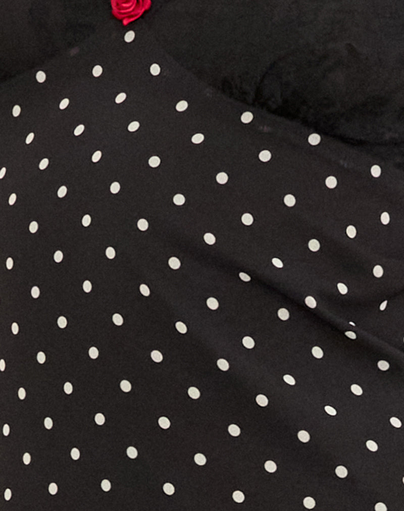 Wilonna Maxi Dress in Basic Polka Black Chiffon