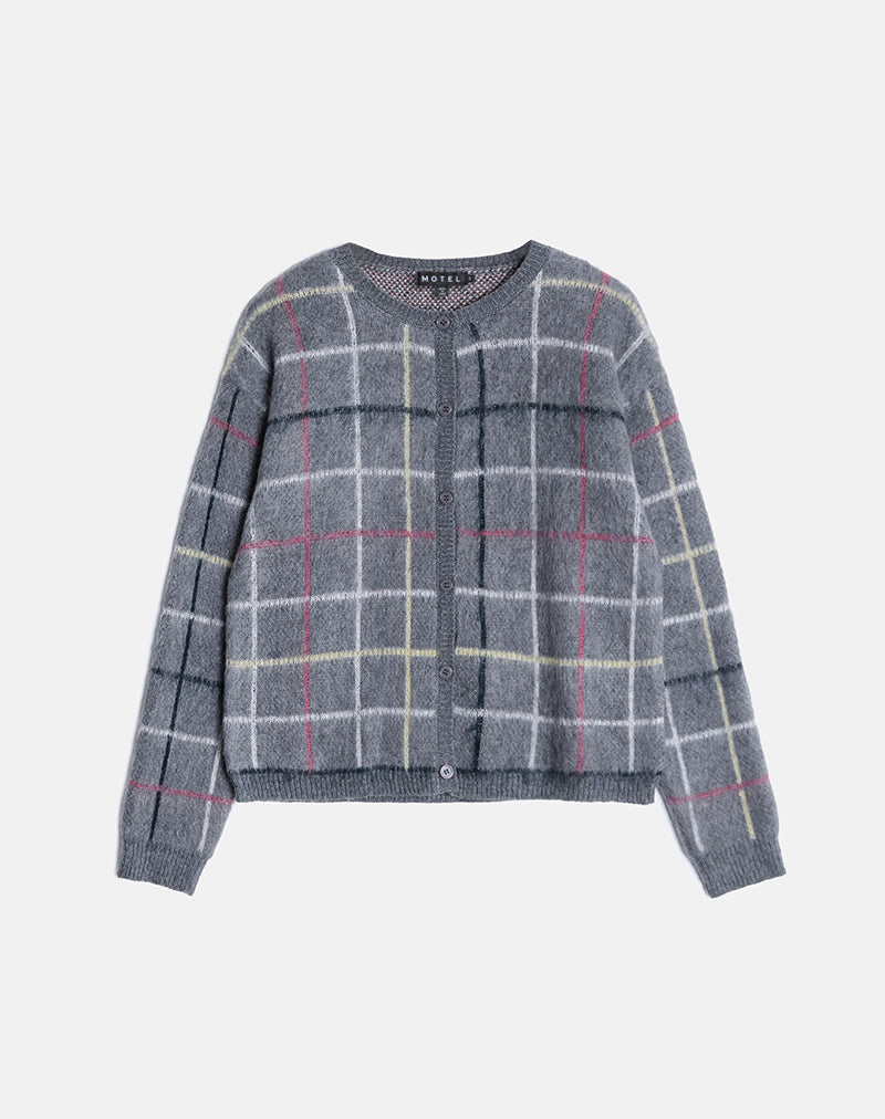 Wisola Cardigan in Knit Country Check Grey