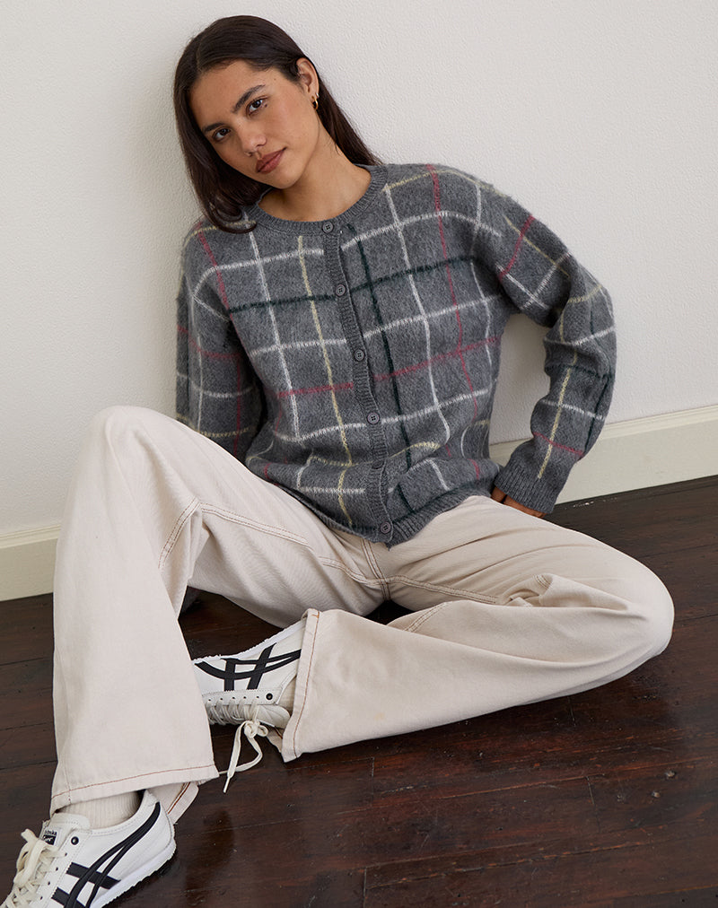 Wisola Cardigan in Knit Country Check Grey