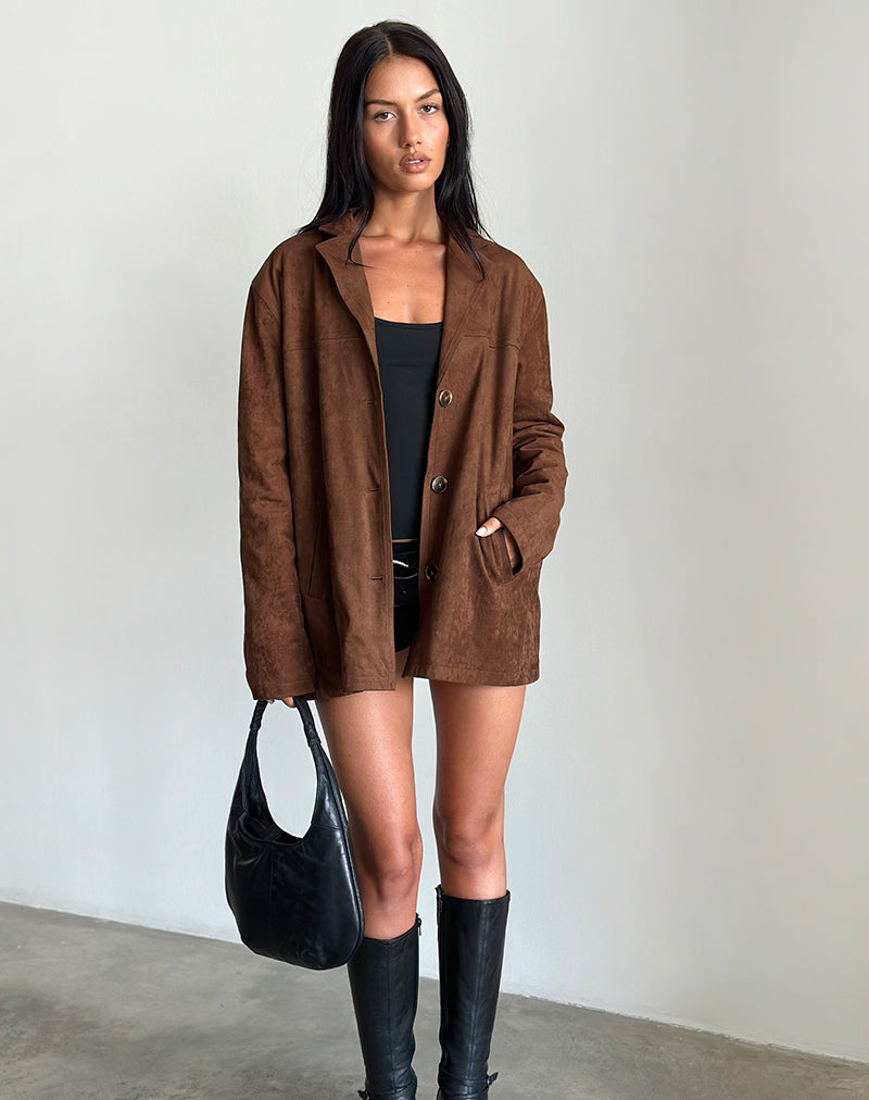 Wita Jacket in Faux Suede Brown