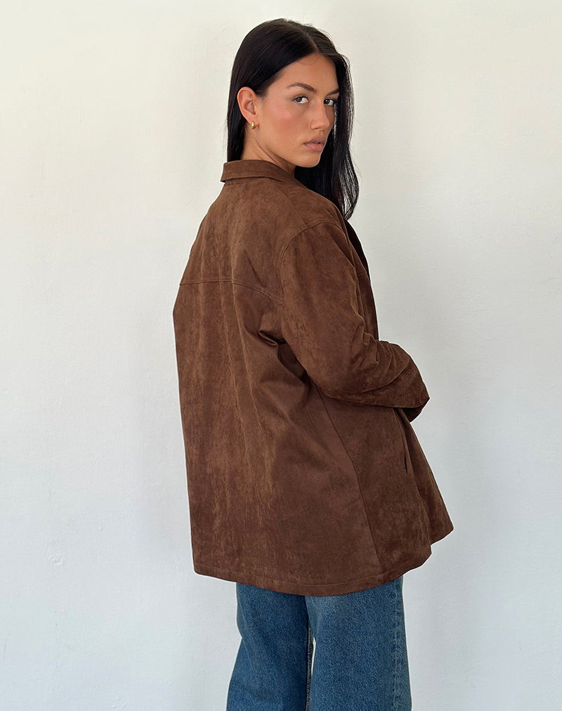 Wita Jacket in Faux Suede Brown