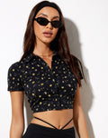 Wuma Cropped Shirt in Pretty Petal Black