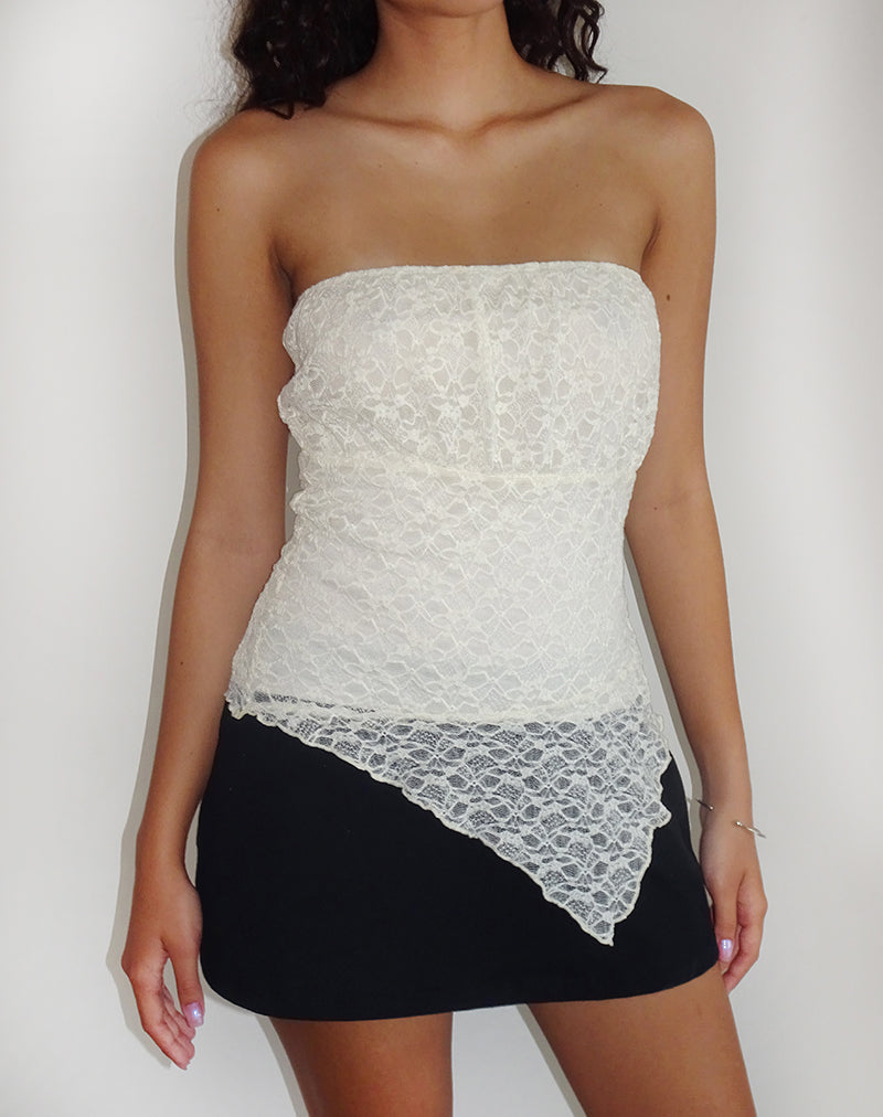 Wuni Longline Bandeau Top in Lace Ivory