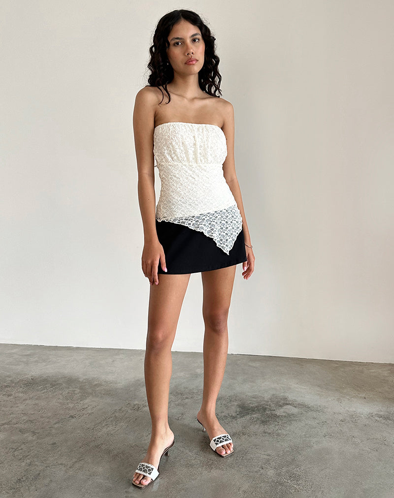 Wuni Longline Bandeau Top in Lace Ivory