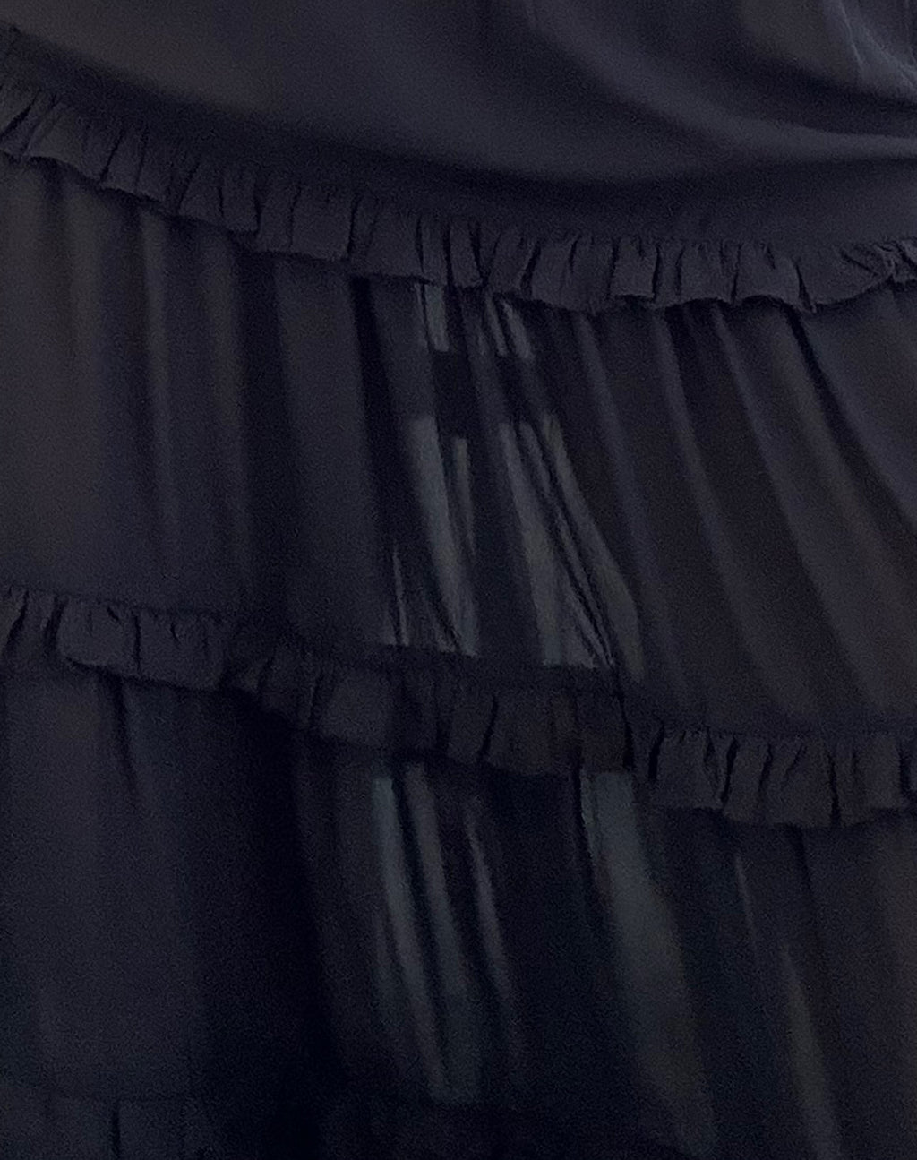 Xavi Shirred Bardot Top in Chiffon Black