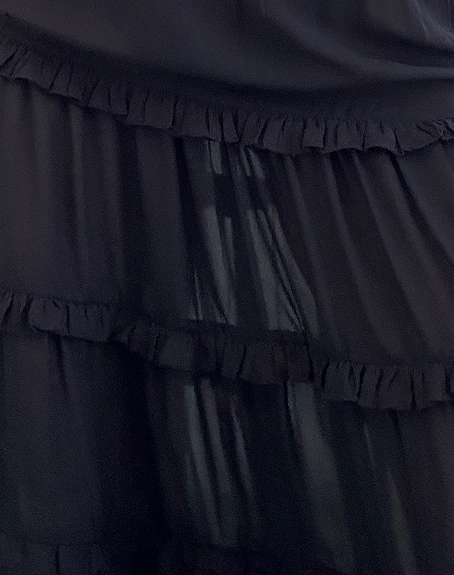 Xavi Shirred Bardot Top in Chiffon Black