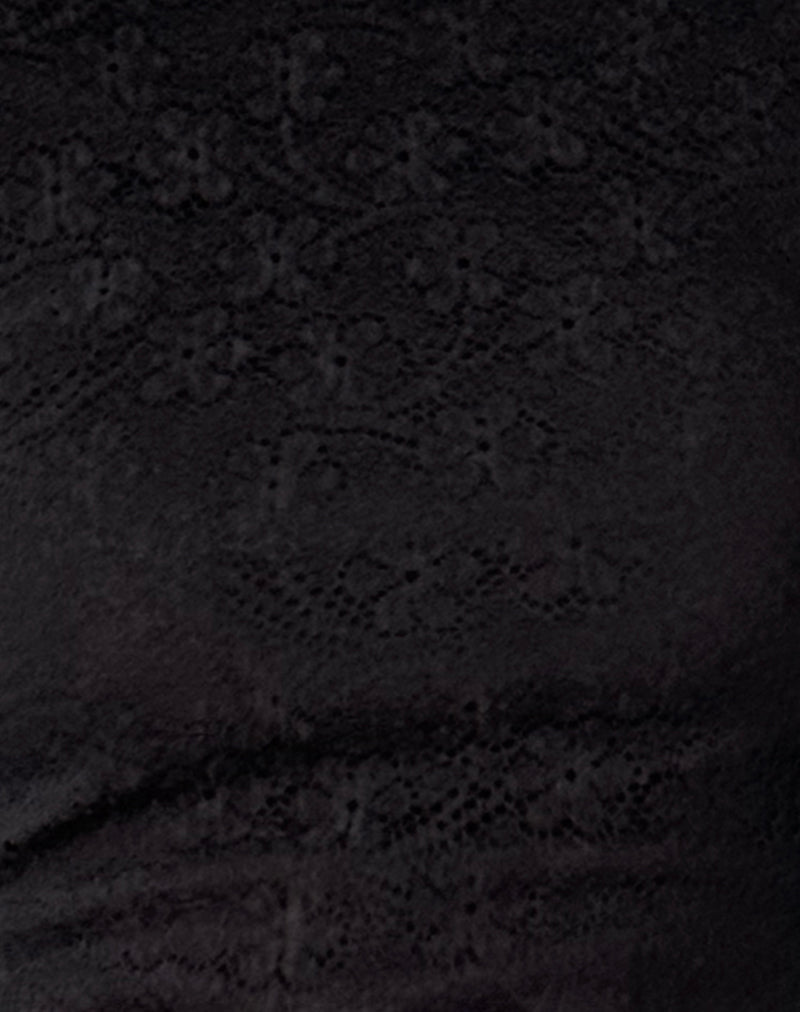 Xiabon Backless Long Sleeve Top in Lace Black