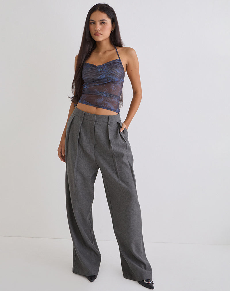 Xiomara Halterneck Top in Midnight Paisley Dark Blue