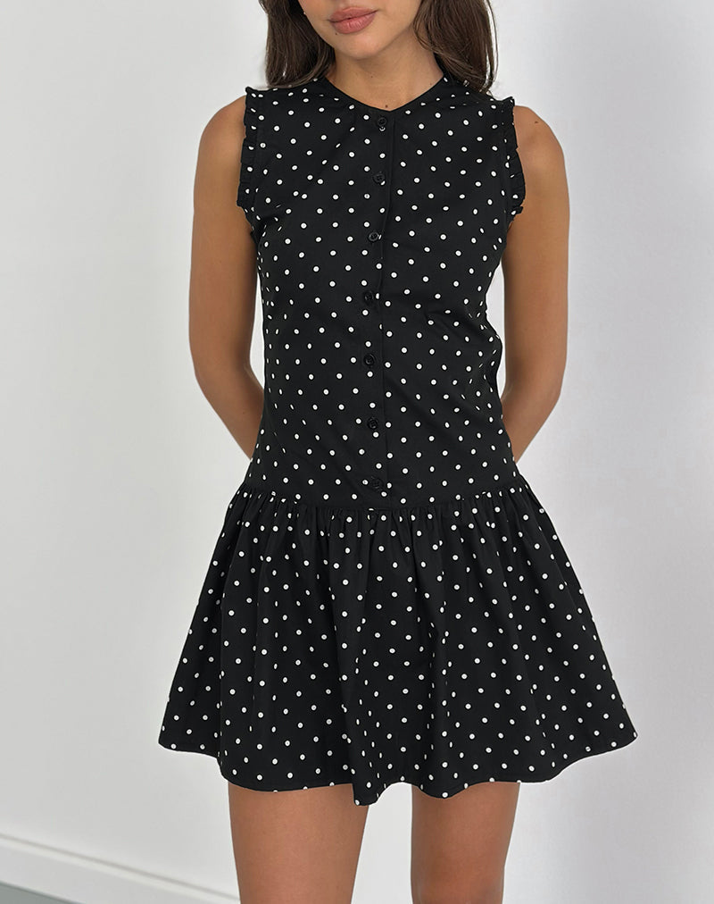 Yadara Mini Dress in Polka Black