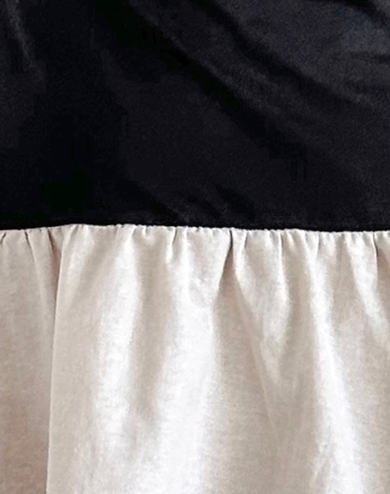 Yael Mini Dress in Lycra Linen Black and Ecru