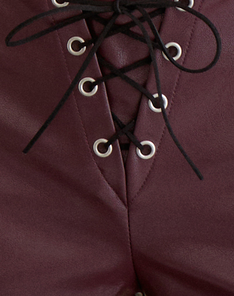 Yakko Lace Up Micro Short in PU Plum