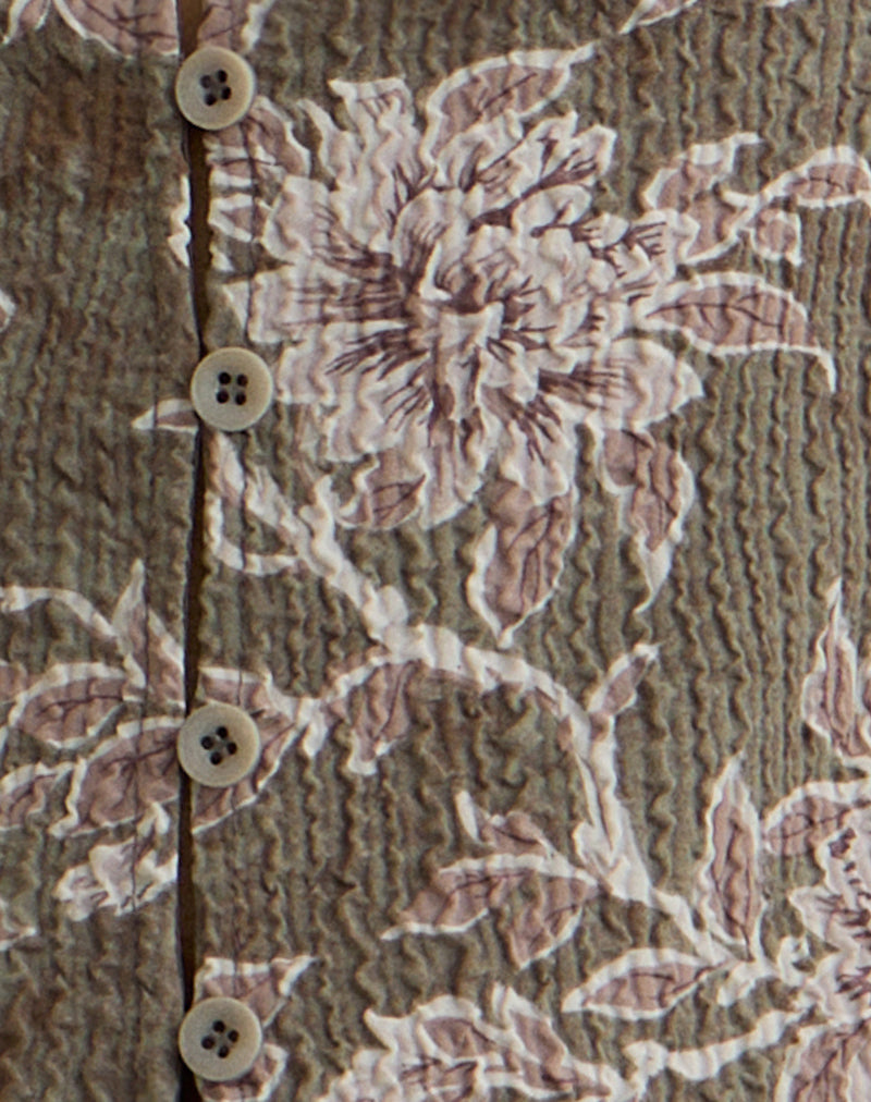 Yakova Blouse in Woven Floral Green