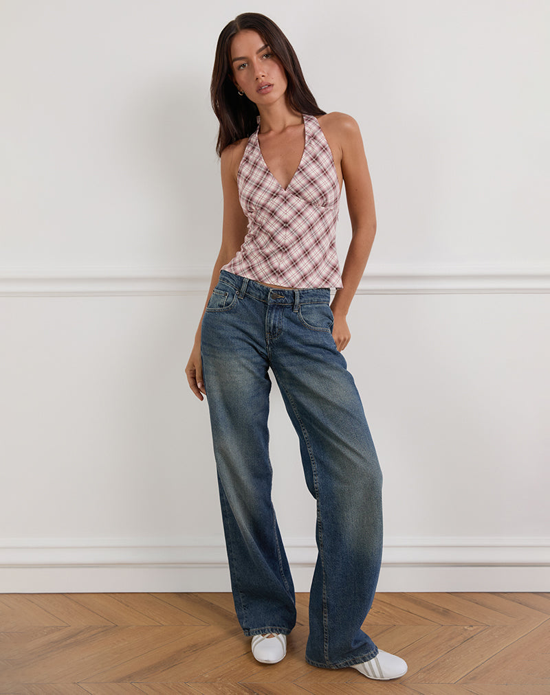 Yakti Halter Top in Pink Check
