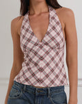 Yakti Halter Top in Pink Check