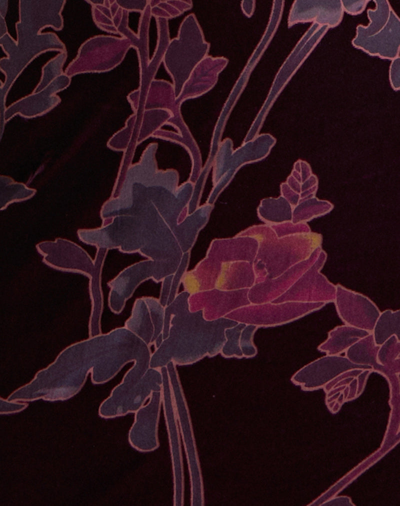 Yamira Maxi Dress in Floral Devore Burgundy