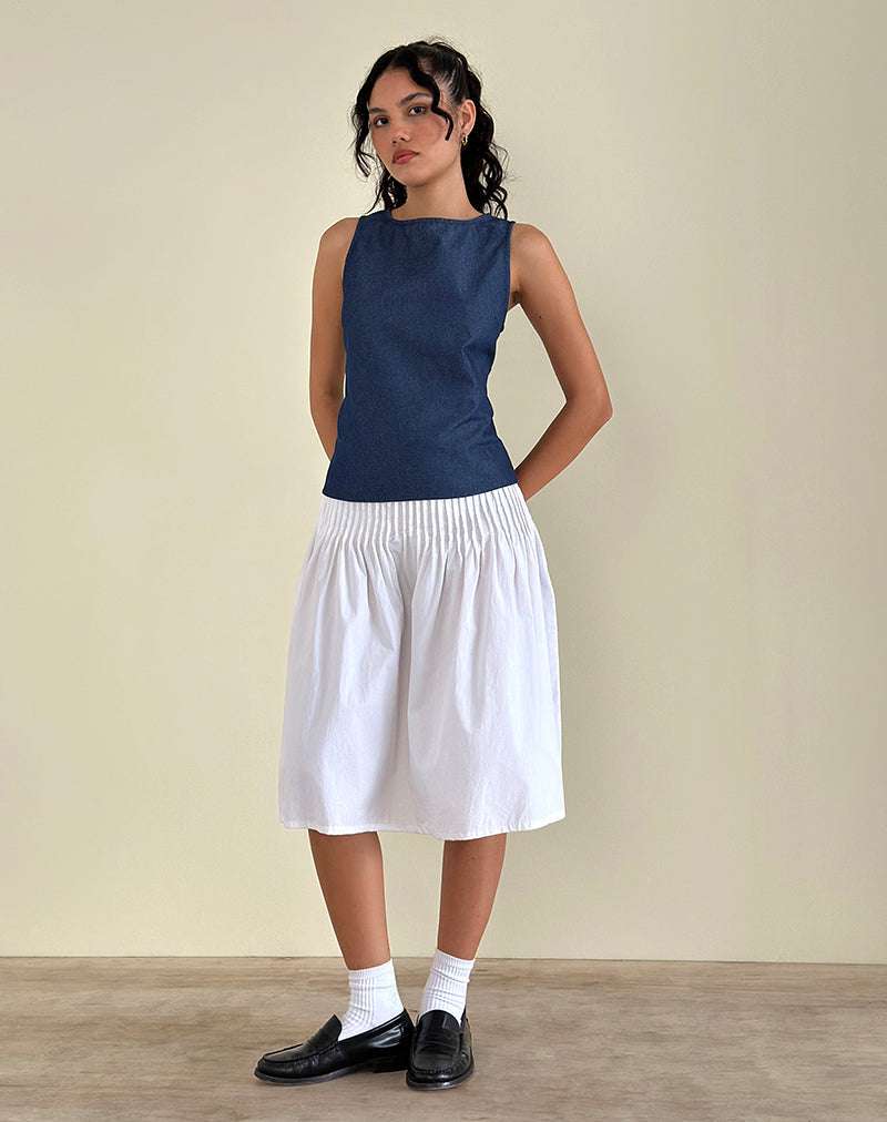 Yashia Tie Top in Denim Chambray Indigo