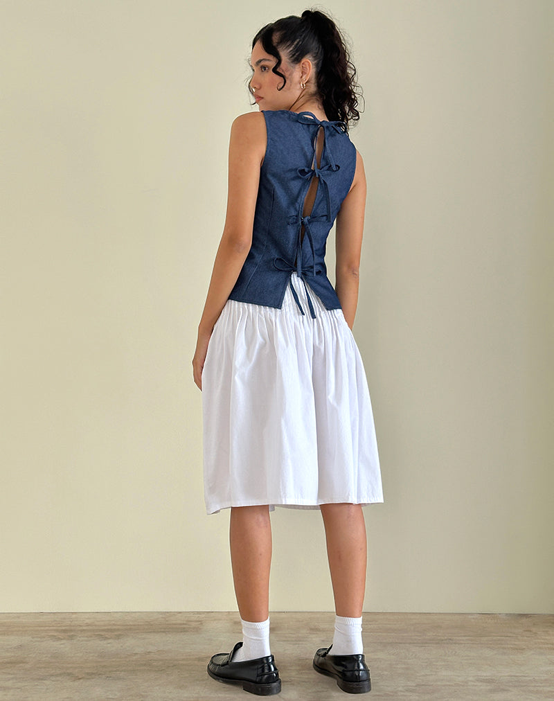 Yashia Tie Top in Denim Chambray Indigo