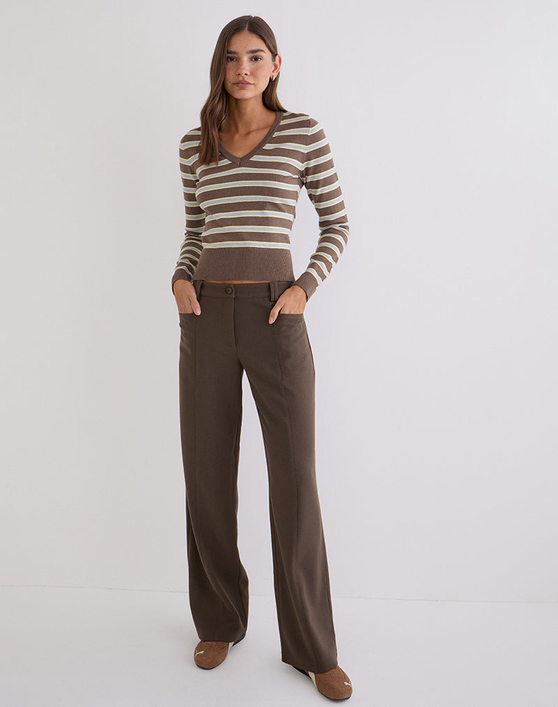 Yasra Jumper in Stripe Knit Brown and Yellow