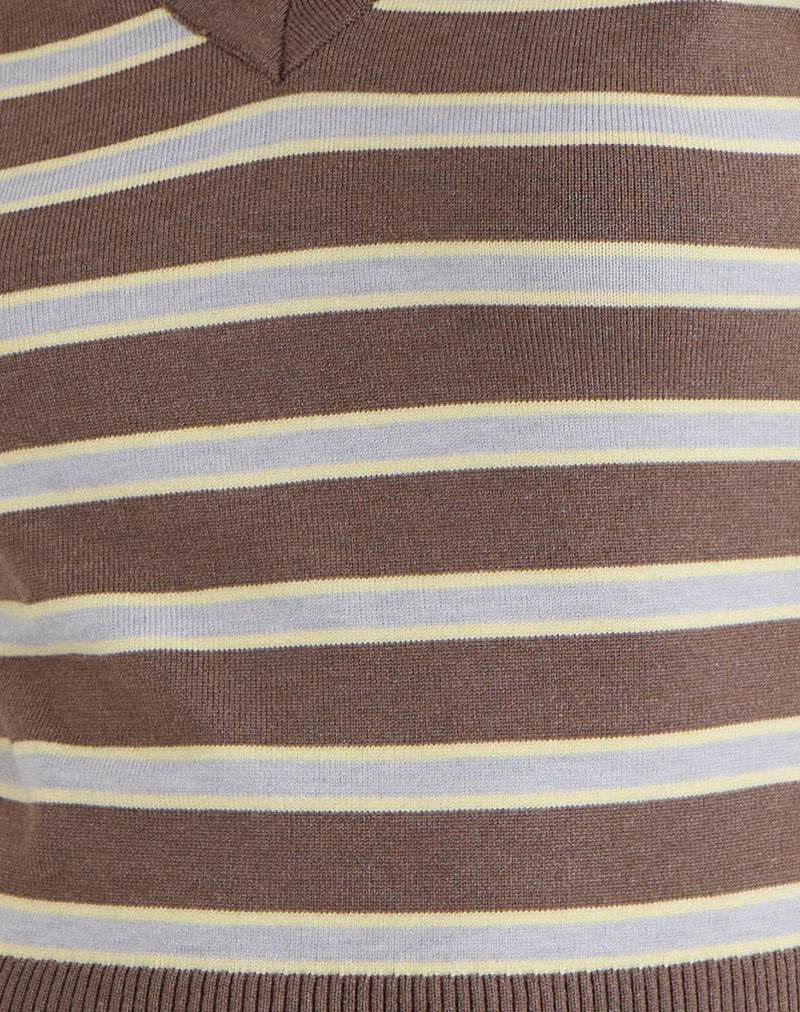 Yasra Jumper in Stripe Knit Brown and Yellow