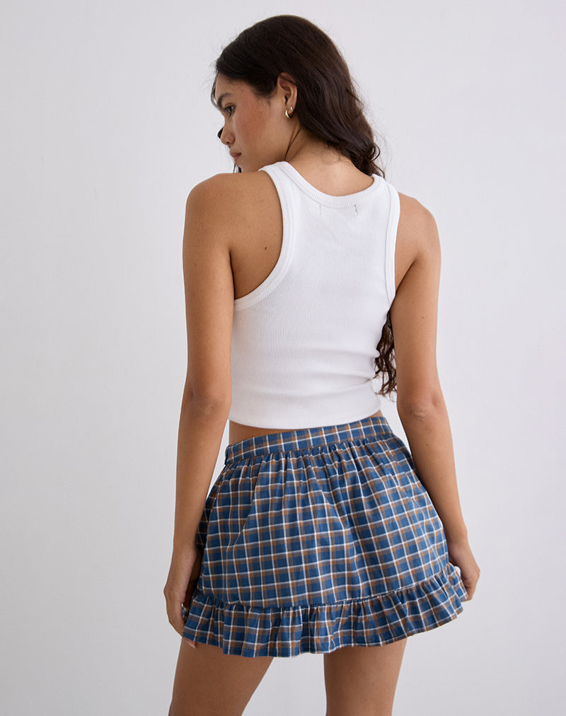 Yasumi Mini Skirt in Medium Tartan Blue