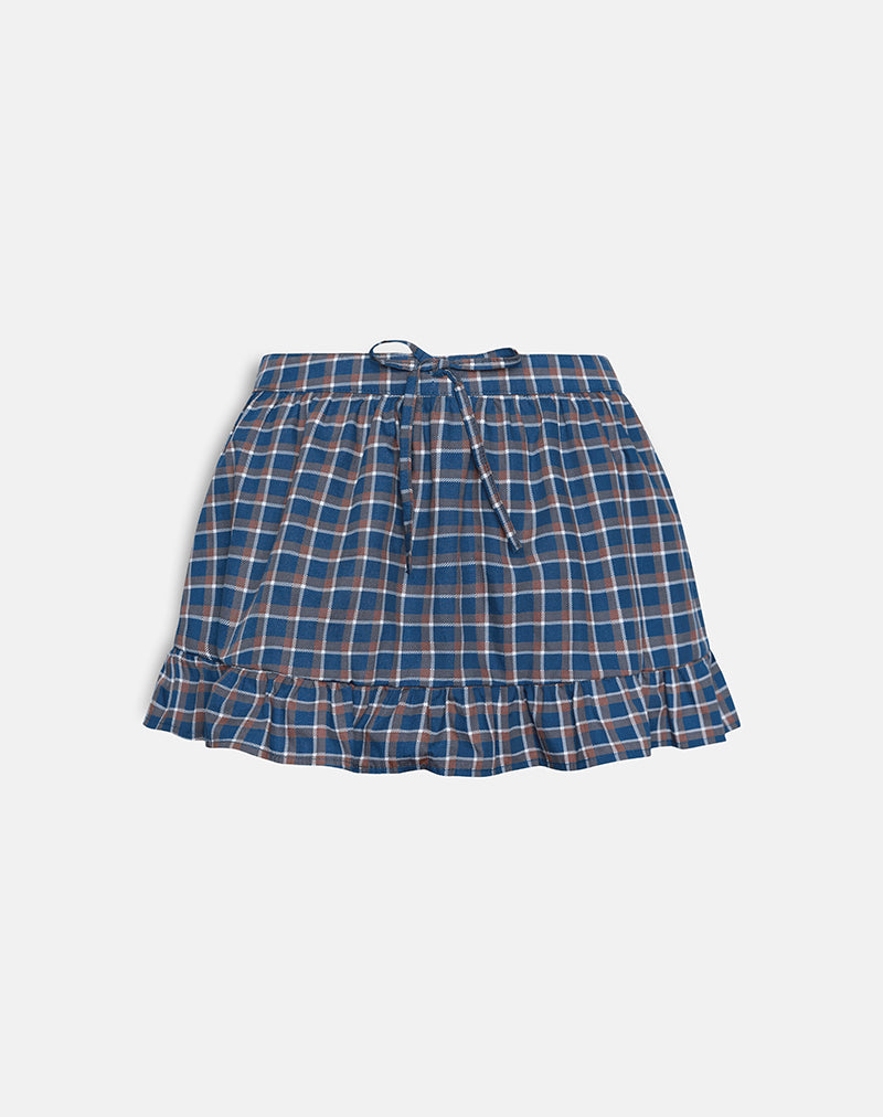Yasumi Mini Skirt in Medium Tartan Blue