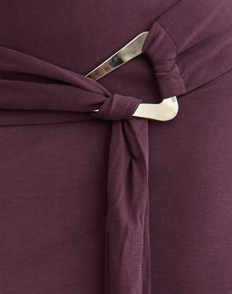 Yeri Tie Belt Mini Skirt in Cupro Deep Purple