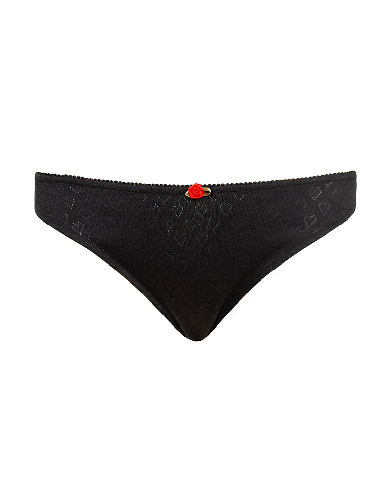 Yinis Knickers in Pointelle Black with Frill Trim