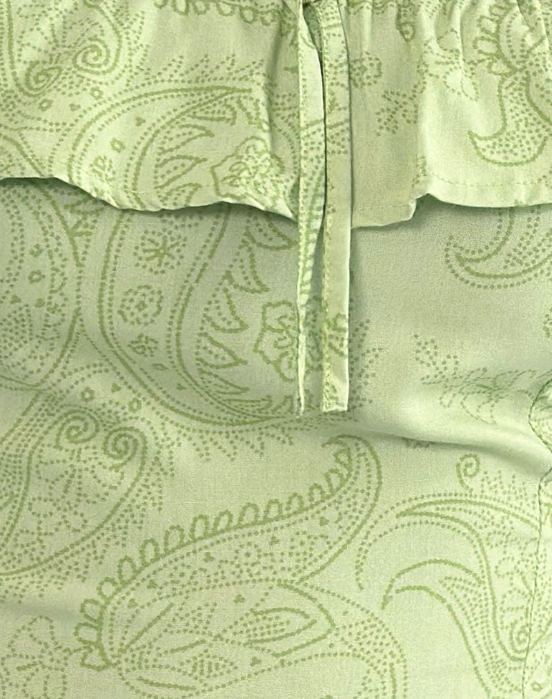 Yokai Bardot Top in Retro Paisley Lime