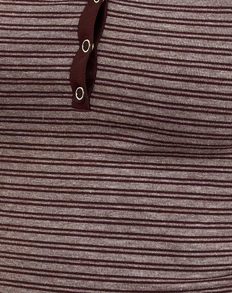 Yolla Top in Brown and Grey Stripe