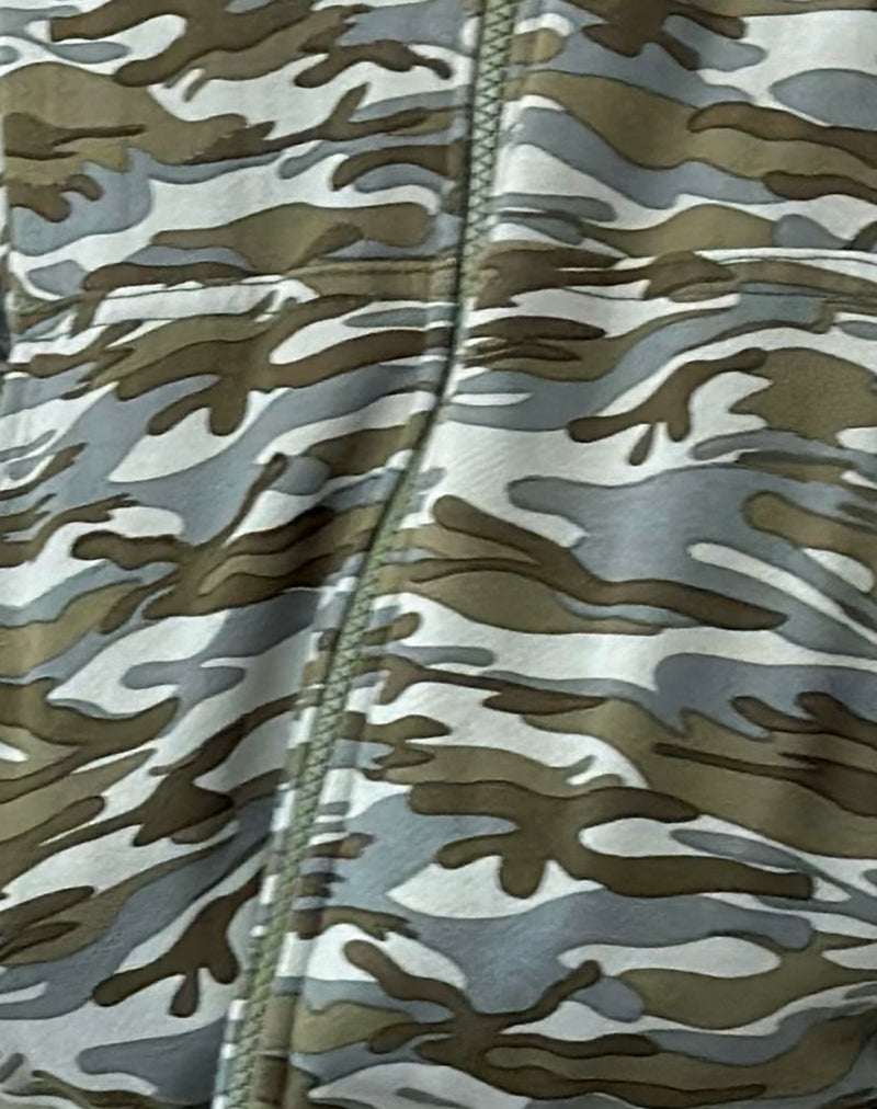 Yukadi Zip Through Hoodie in Camouflage Green