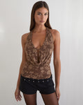 Yukari Plunge Top in Burnout Mesh Brown