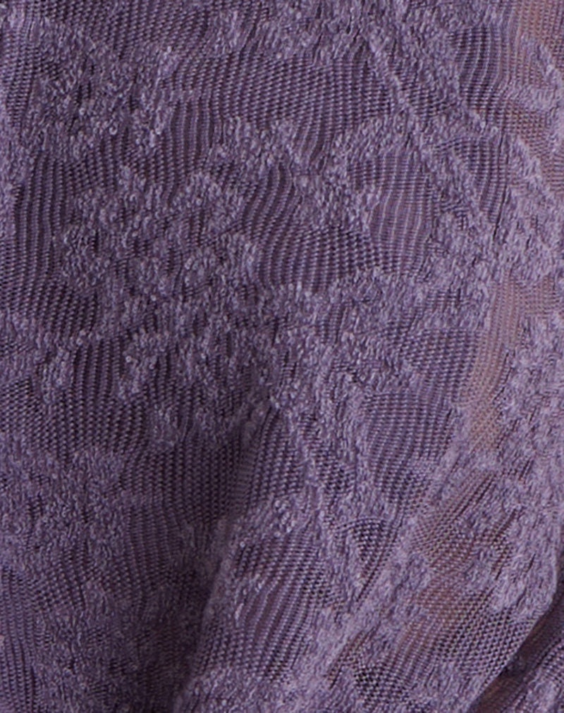 Yukari Plunge Top in Jacquard Knit Purple
