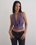 Yukari Plunge Top in Jacquard Knit Purple