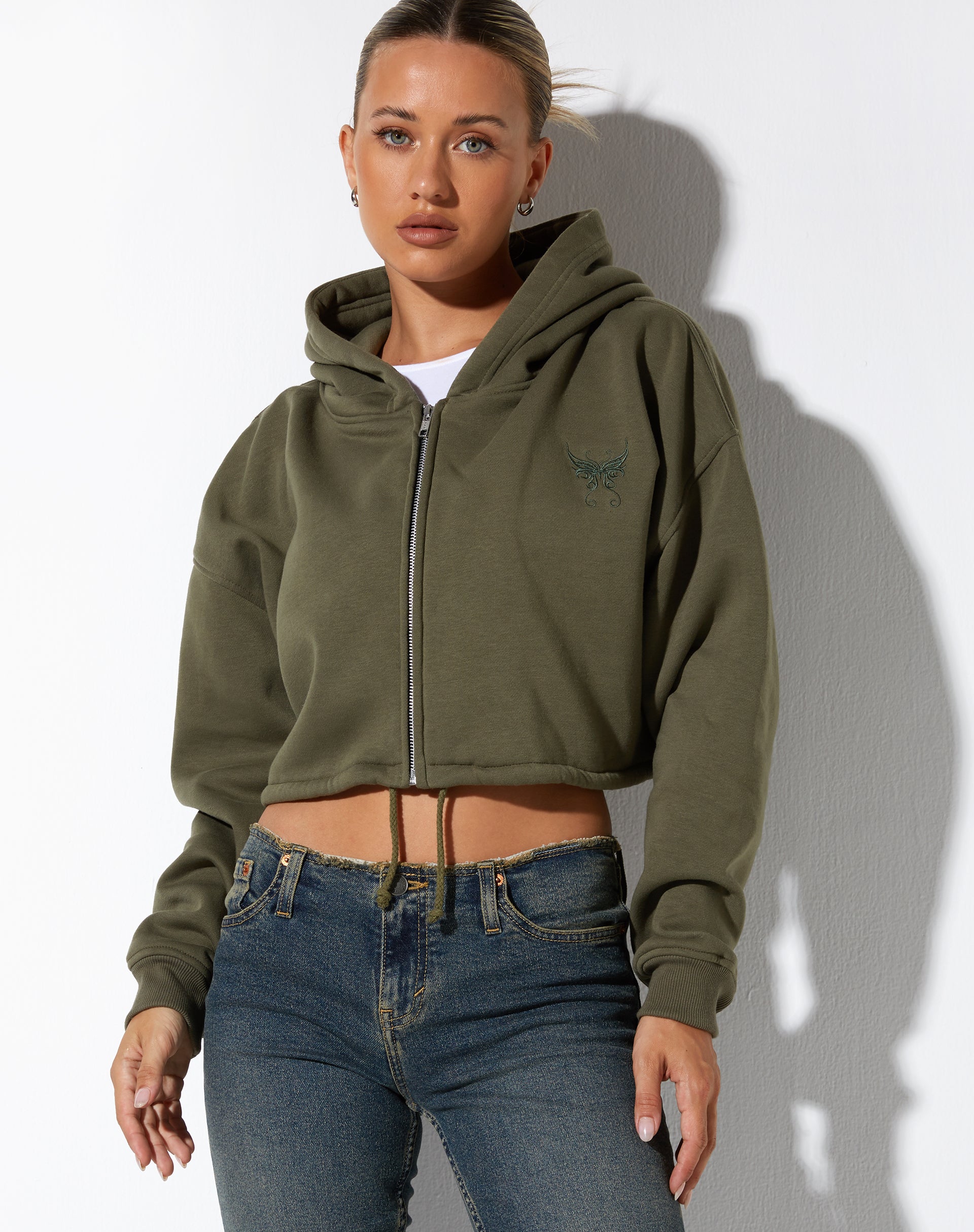 Yukata Hoodie in Grape Leaf Butterfly Embro